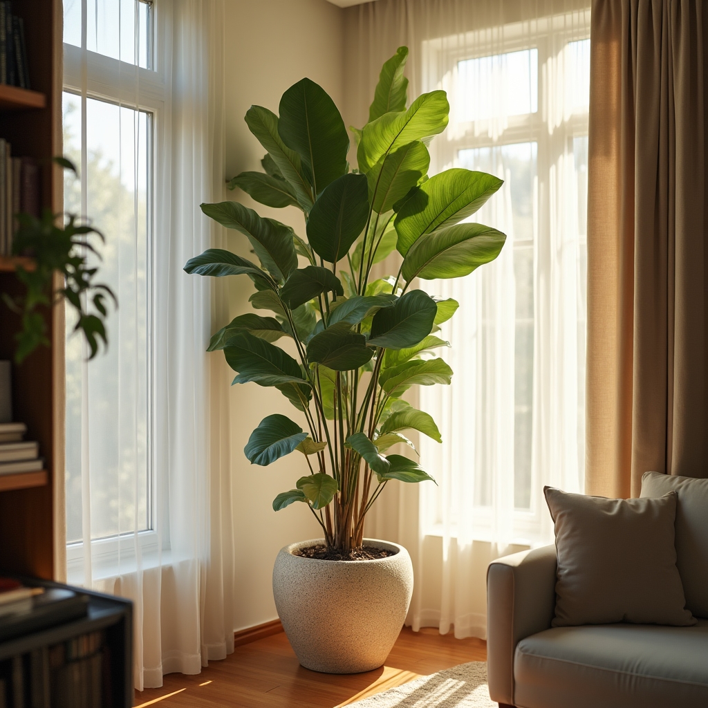 Ficus Lyrata mit großen ledrigen Blättern